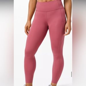 LuluLemon Pink Leggings/ Fast and Free High Rise Tight 25”